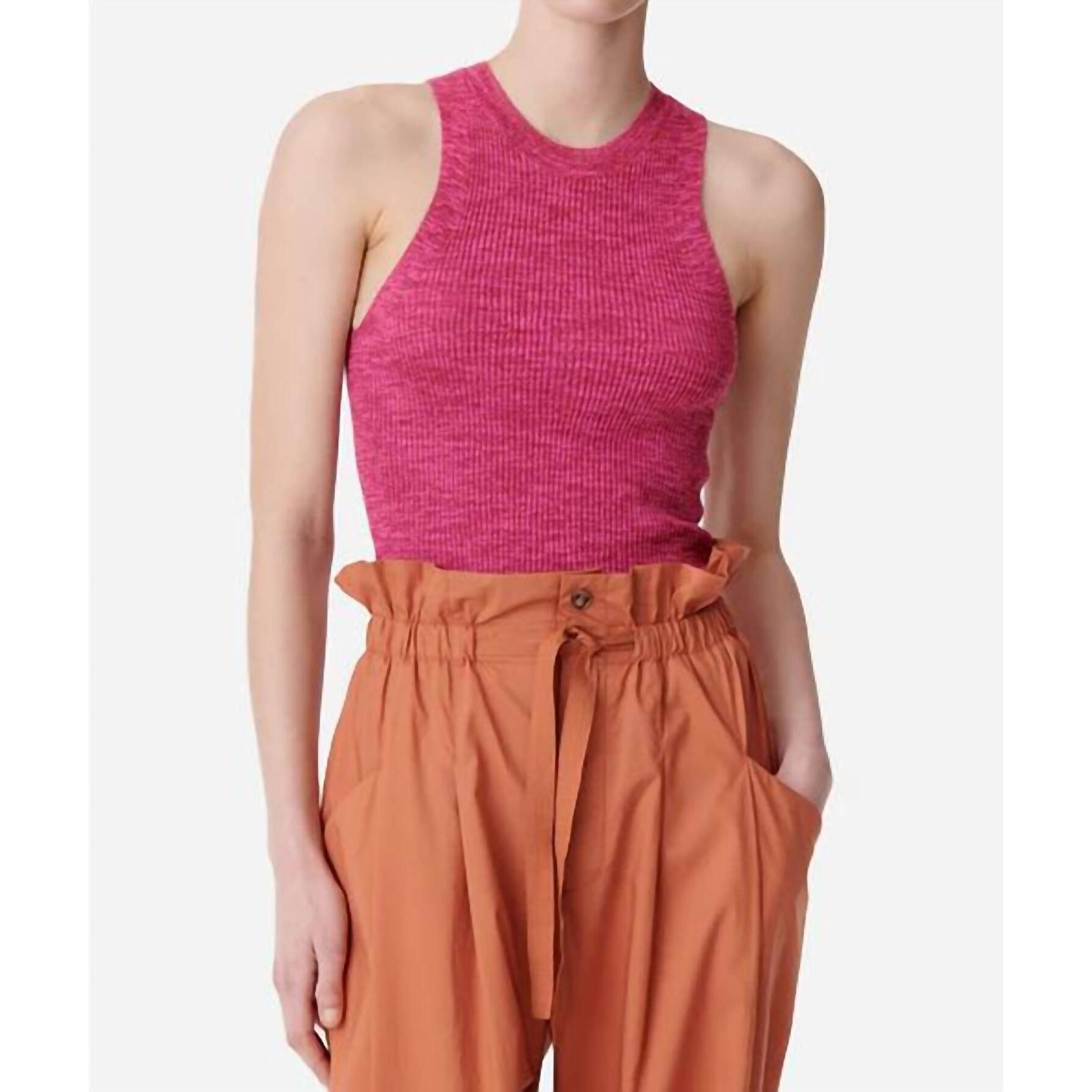 New Vanessabruno Cranberry Ribbed Tank In Peony Pink